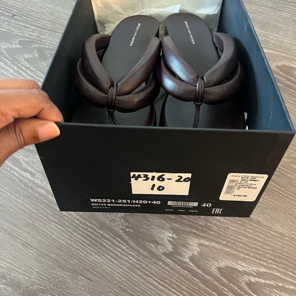 Dries Van Noten Dark Brown Padded Platform Flip Flops - Picture 4 of 5